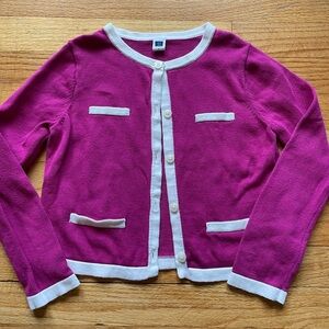 Janie and Jack Pink Cardigan with White Trim